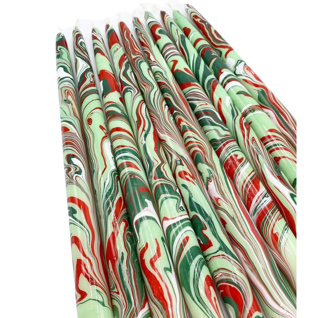 12" Marbled Taper Candle - (multiple colors)